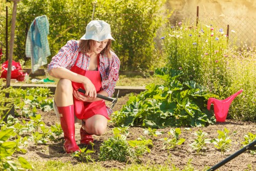Inspector reviewing garden work records